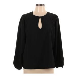 J. Crew Keyhole Long Sleeve Blouse Black Size Large Tall NEW